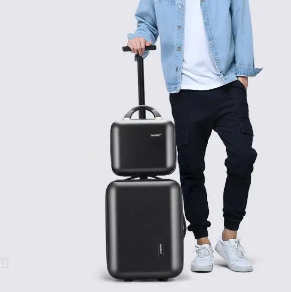 16 дюймов бизнес маленькая сумочка для путешествий чемодан набор ручной клади тележка сумка для ручной клади дорожная сумка на колесах - Цвет: Прозрачный