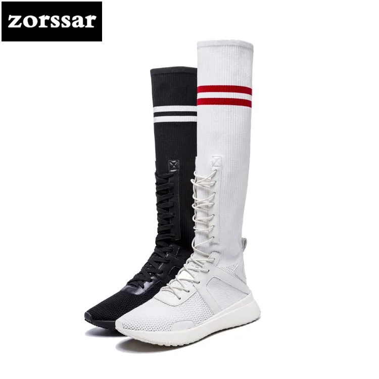 {Zorssar} 2018 Новые повседневные Сапоги выше колена на плоской подошве женские сапоги