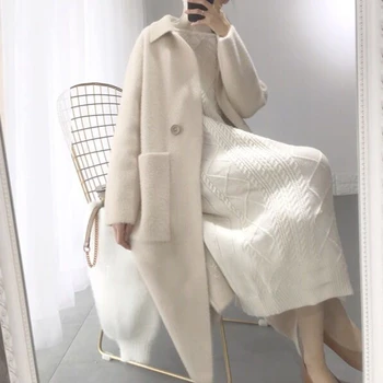 

2018 Autumn Winter Wear New Style Fashion Thick Warm Cashmere Sweater Coat with Pockets Long Knitted Cardigan Coat.LJ0898