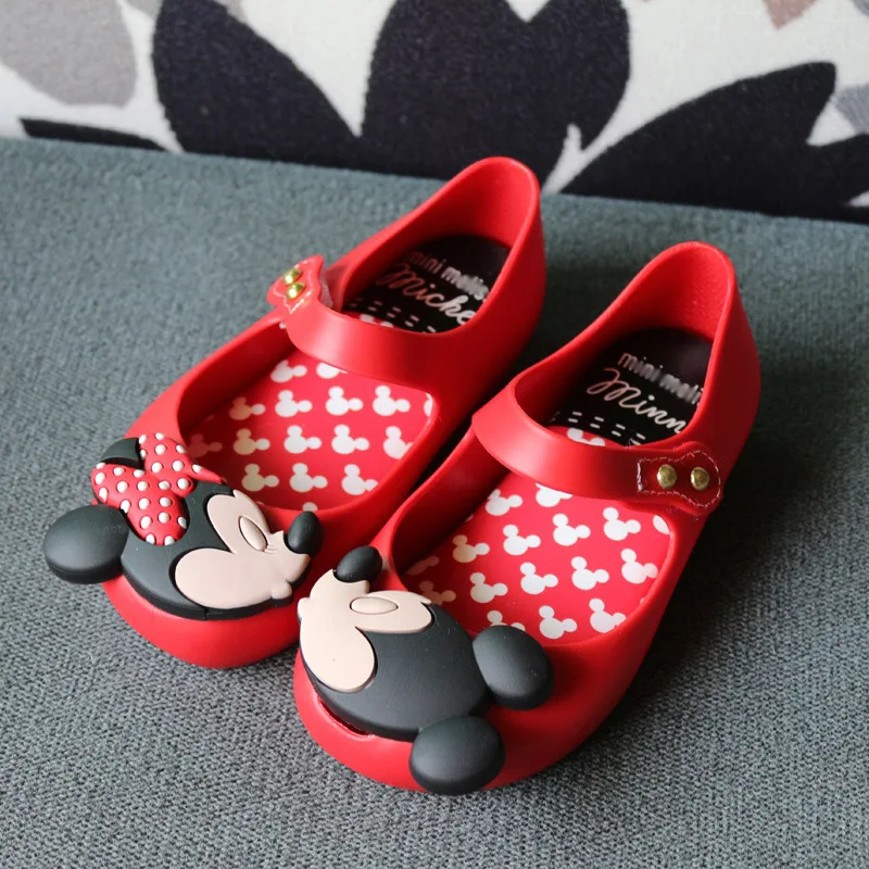 

Melissa Mini Shoes Original Summer The New Girls Sandals Mickey and Minnie Child Baby Girl Crystal Kids Jelly Sandals Red Black