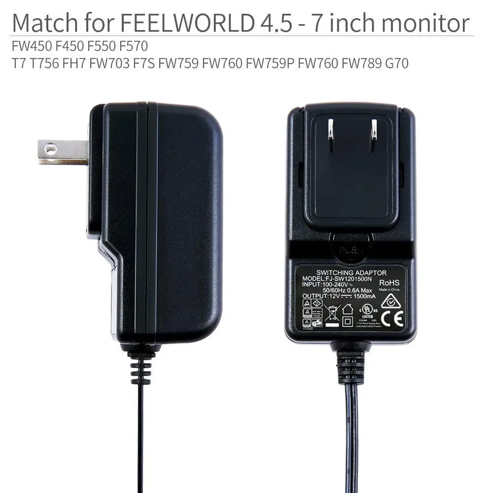 Feelworld DC 12V 1.5A переключение Питание дома Мощность адаптер для 100V 240V AC 50/60Hz для Feelworld F570 T7 T756 FW759 FW759P