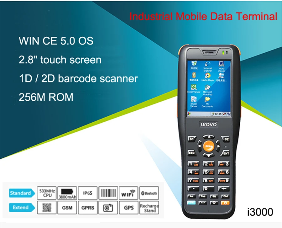 Оконные рамы CE 5.0 ручной промышленных сильный сигнал терминал КПК с WI-FI Bluetooth 256 МБ Встроенная память 1D 2D сканер GPRS