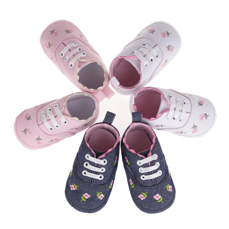 Детская обувь для малышей; обувь для маленьких девочек; белая кружевная мягкая обувь с цветочной вышивкой; прогулочная обувь для малышей