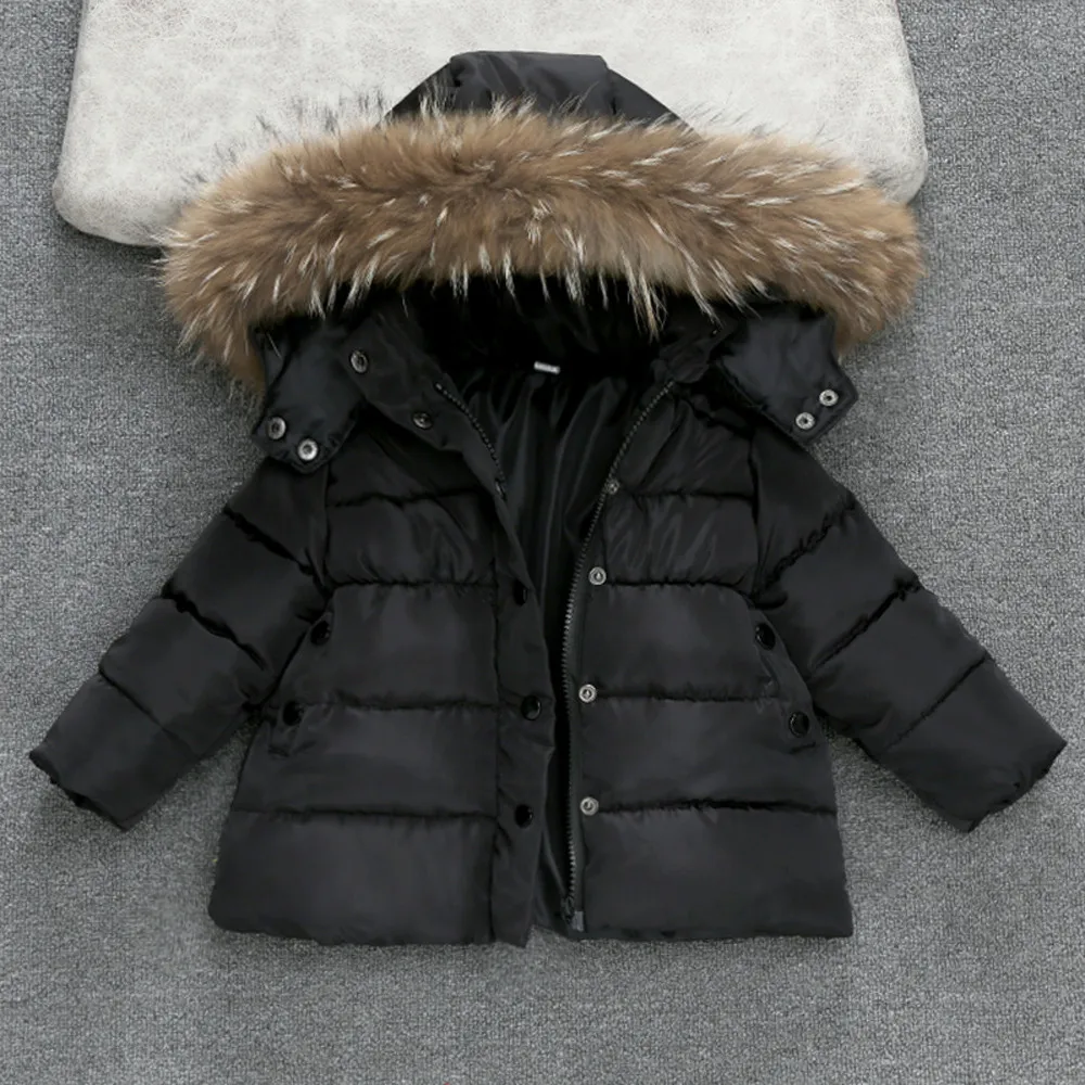 Зимние теплые пуховики для мальчиков и девочек детская плотная верхняя одежда детская одежда милая осенняя куртка для маленьких девочек пальто с капюшоном