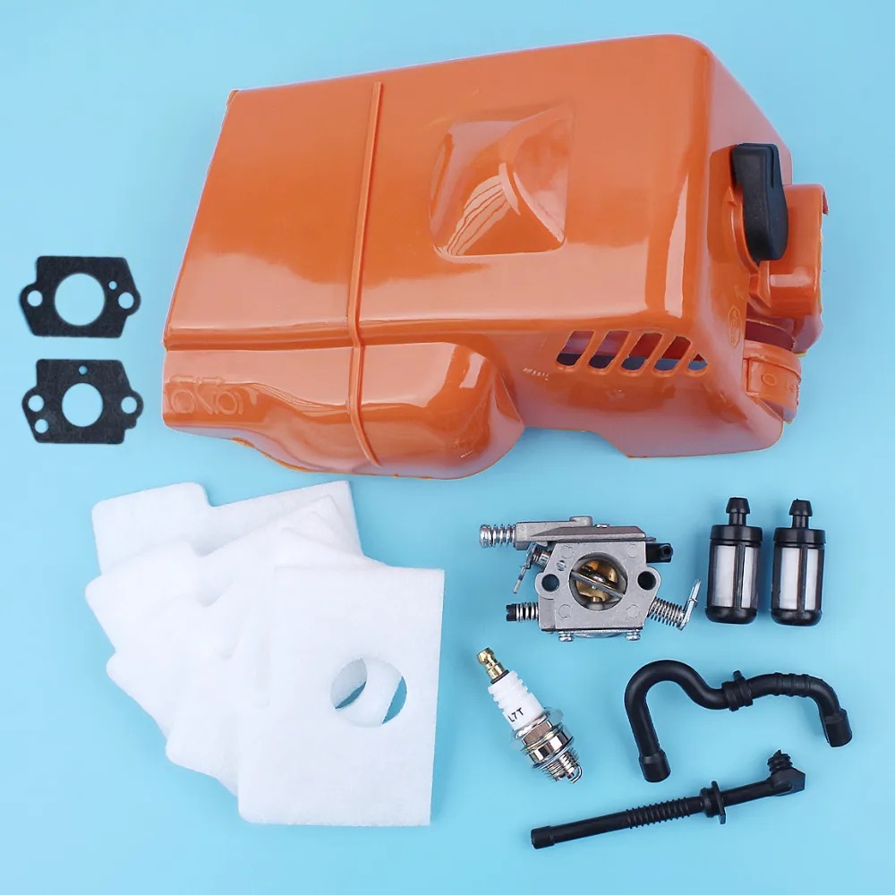 

New Carburetor Carb Air Filter Cylinder Engine Cover Fuel Hose Line Filter fit Stihl 017 018 MS170 MS180 Chainsaws 1130 140 4709