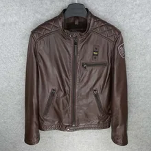 Новинка весна осень Мужская натуральная пальто из овчины Мужская короткая мотоциклетная байкерская куртка коричневый плюс размер xxxl 2xl 3xl