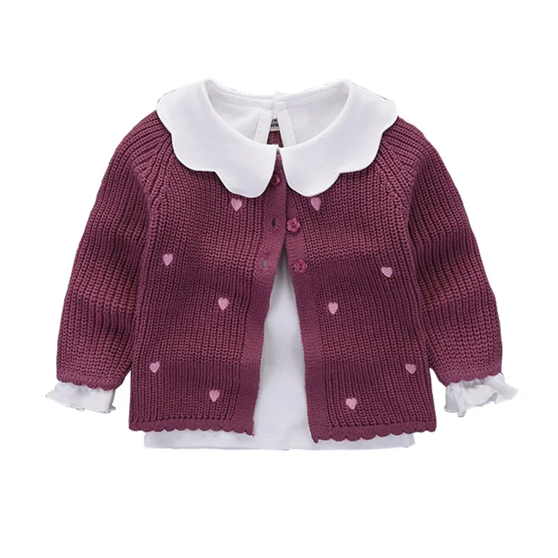 Фото Вязаный свитер для девочек кардиган куртка маленьких одежда новорожденных