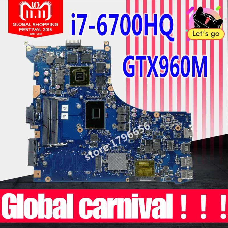 Exchange For ASUS GL552V GL552VX GL552VW Motherboard Mainboard I5-6300HQ I7-6700