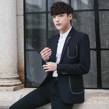 

2019 Black Dress Suit Mens Jackets Long Sleeve Fashion Slim Fit Elegant Men Blazer Jacket Size S M L XL 2XL 3XL