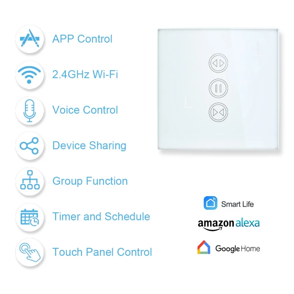 Tuya Smart Life WiFi Curtain Switch for Electric motorized Curtain Blind Roller Shutter Google Home Amazon Alexa Voice Control