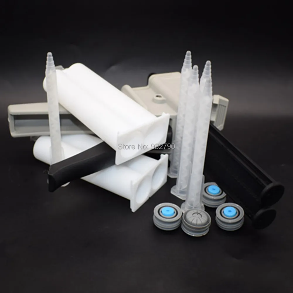 5pcs 1:1 Static Mixing Nozzles + 2pcs 50ml Structural Adhesive Tube Cartridges + 1:1 Mix Ratio Manual Epoxy Applicator Gun 50ml