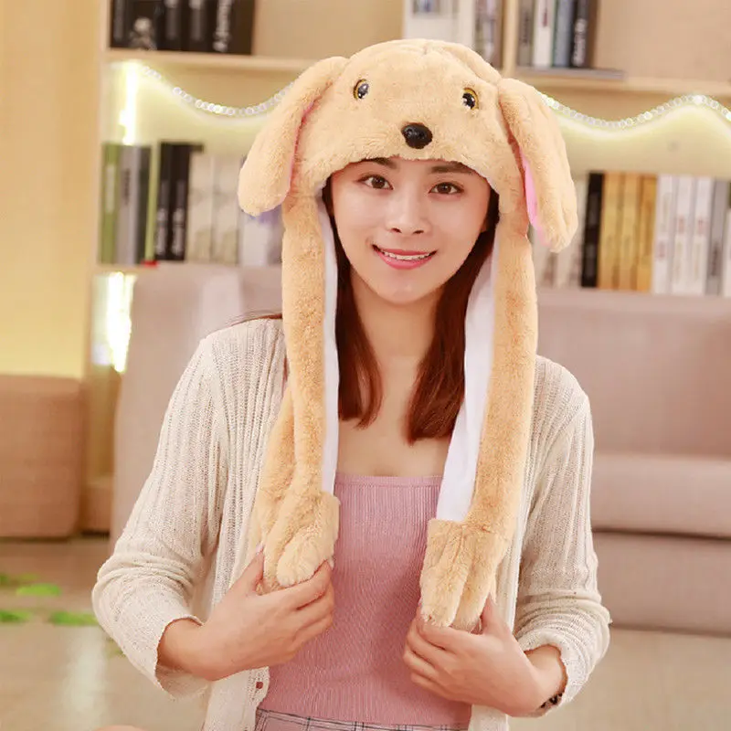 Kawaii Plushed Hat для женщин и девочек с регулируемыми ушами, милые Мультяшные животные, многоцелевая женская теплая шапка + шарф + коготь перчатка