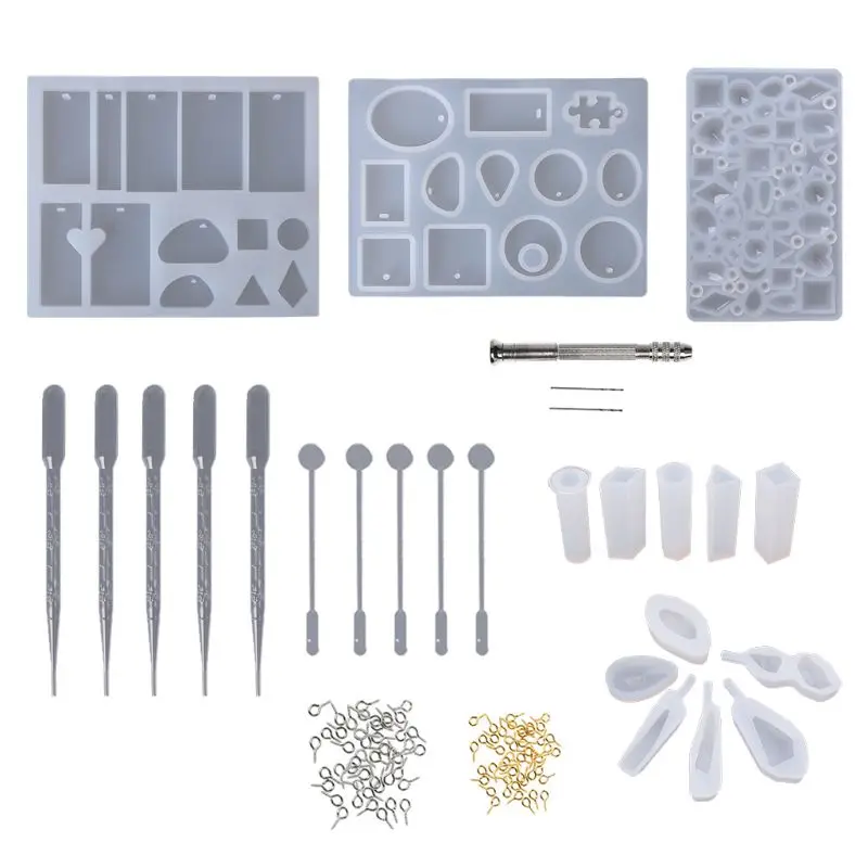 

1 Set Resin Silicone Mold Jewelry Epoxy Mould Tool Set For DIY Craftsmanship Pendant Bracelet Earrings Diamond Mold Decoration