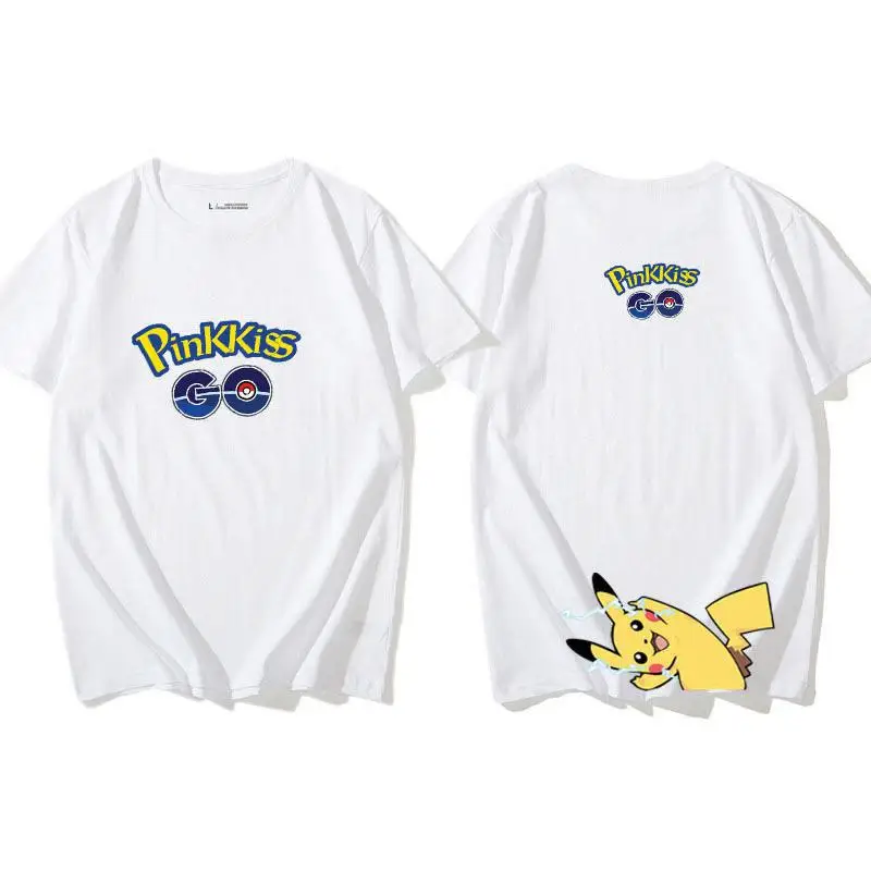 

2019 New Yfashion Unisex Pikachu Cartoon Pattern Short Sleeved T-shirt Loose Lovers Fashion Tops