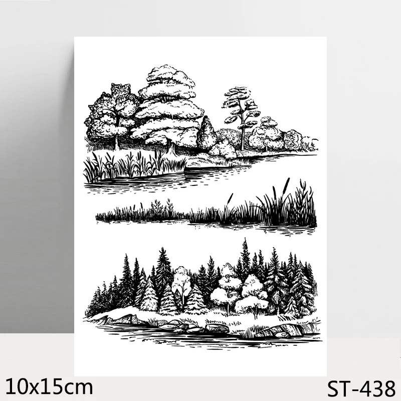 

AZSG Landscape Painting Clear Stamps/Seals For DIY Scrapbooking/Card Making/Album Decorative Silicone Stamp Crafts