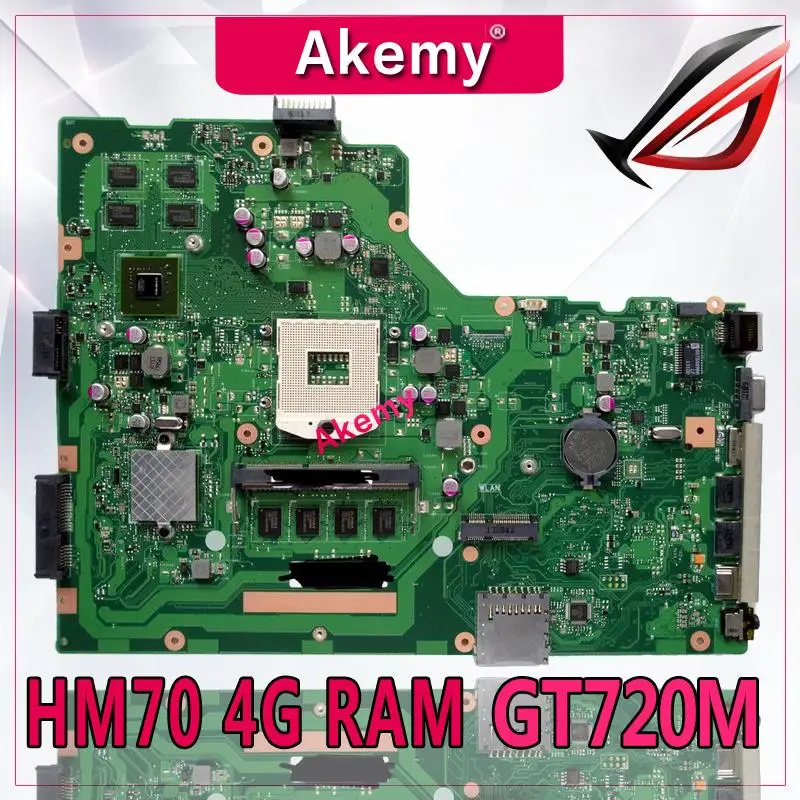 

Akemy X75VC Laptop motherboard for ASUS X75VC X75VB X75VD X75V X75 Test original mainboard HM70 4G RAM GT720M