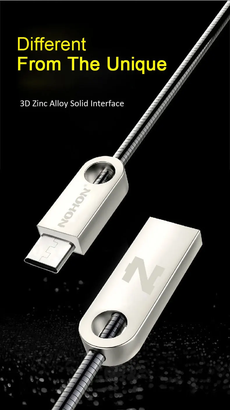 NOHON Micro USB кабель, металлический телефон, быстрое зарядное устройство, кабель для синхронизации данных, провод для samsung, Xiaomi, lenovo, LG, Nokia, sony, Android