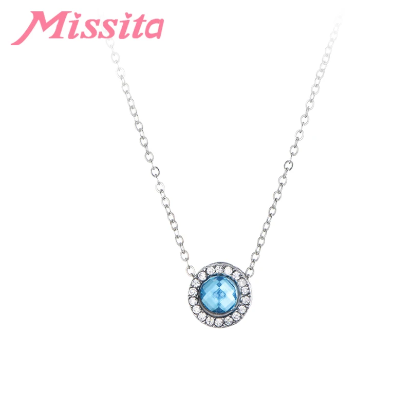 

MISSITA Latest Pendant Necklace Elegant for Women With Round CZ ZircoNn Jewelry 0.6CM Power Necklace Wedding Jewelry