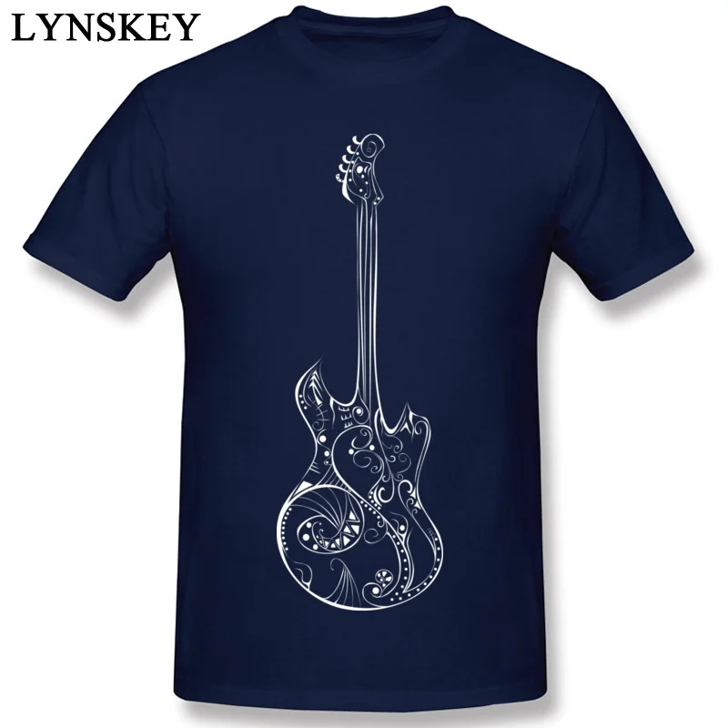 Newest Male T-Shirt Round Neck Summer Autumn Short Sleeve 100% Cotton Tops Shirt Love Music Guitar Street Tee-Shirts navy ablue