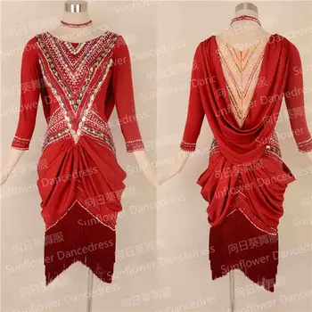 

GOODANPAR Latin Dance Dresses Women Ladies Sexy Stone Tassel Latin Dress Salsa Samba Competition Latin Dance Wear Customized