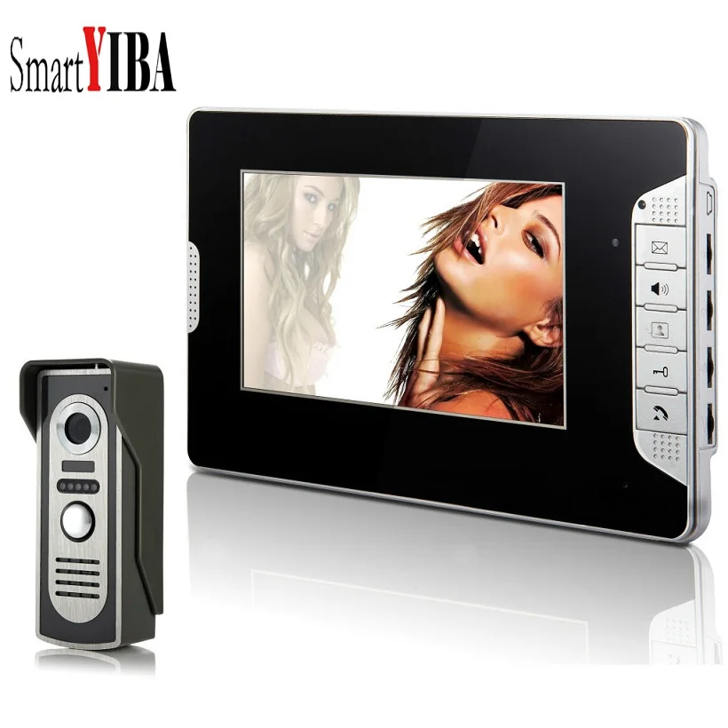 SmartYIBA видео дверной звонок Система Комплект 7 дюймов цветные мониторы и поверхностный монтаж HD камера Видео дверной телефон управление два замка домофон - Цвет: V70E2M2-1V1