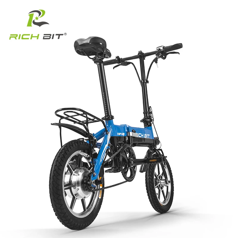 Cheap Richbit 250W 36V 10.2Ah City Portable Folding Electric Bicycle Frame Inner Removable Battery Relased 14 Inch Mini Folding eBike 3