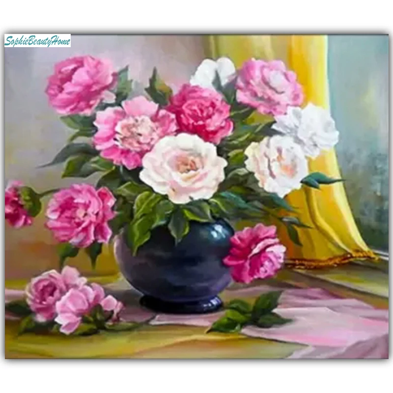 Sophie beauty home 5D DIY Алмазная картина вышивка пион ваза серия мозаика квадратный клык и
