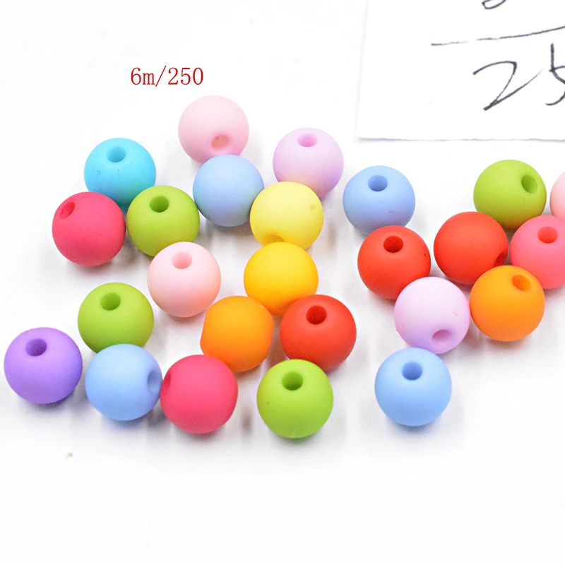 

FLTMRH 50pcs 6mm Acrylic Plastic Matte color dull polish Round Beads For Jewelry Making DIY Craft Accessories Bead For Jew