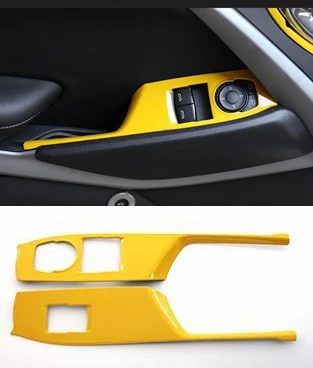 window console cover Высокое качество нержавеющей стали в Окрашенный желтый автомобиль внутри декоративные аксессуары Чехлы планки для Chevrolet Camaro - Название цвета: window console cover
