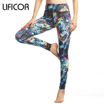 

Running Sweatpants Sports Pants Yoga Gym Sportswear Fitness Leggings Printing Womens Capri Workout Elastic