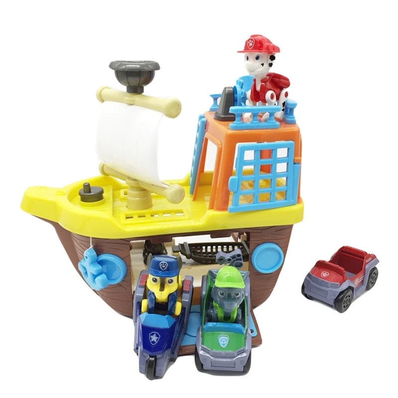 

New Paw Patrol Boat Dog Sea Rescue Ship Base Set Vehicle Toy Anime PVC Action Figures Model Toys Kids Birthday Best Gift