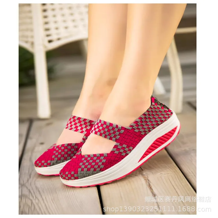 SWYIVY Slimming Women Shoes Lose Weight Woven Sneakers Platform New Feminino Colorful Light Comfortable Swing Sneakers Shoe