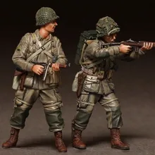 1/35 WW2 США Airborne 2 человек Второй мировой войны Смола Модель комплект рисунок