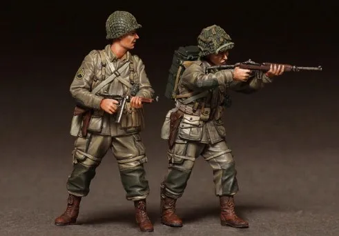 1/35 WW2 США Airborne 2 человек Второй мировой войны Смола Модель комплект рисунок