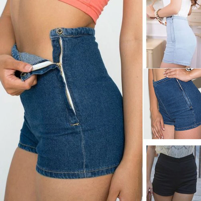 HIRIGIN 2017 новые сексуальные женские облегающие джинсы с высокой талией джинсовые шорты с короткими шортами с боковой пуговицей