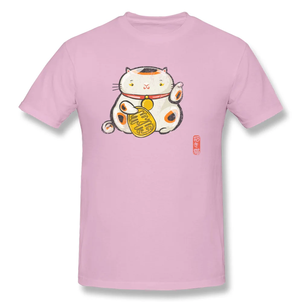ManekiNeko [Special Lucky Toy Box] 100% Cotton T Shirt for Men Short Sleeve Tees Slim Fit Summer Crewneck Clothing Shirt Printed ManekiNeko [Special Lucky Toy Box] pink