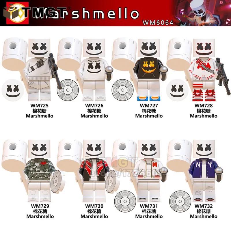 Marshmellow DJ рок певцы игрушки WM6064 микрофон молоток Фредди Меркурий поцелуй Группа Стэнли пол строительные блоки подарки для детей