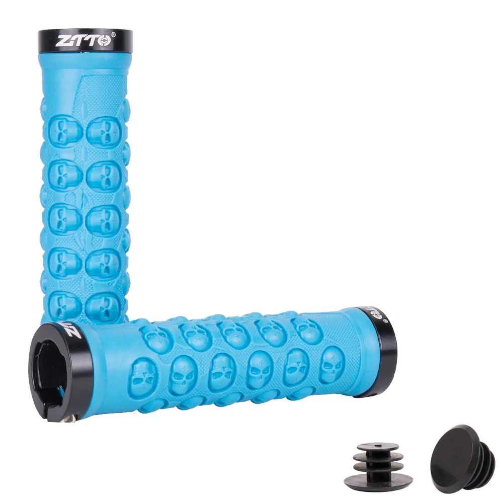 1 زوج ZTTO MTB المقود القبضات TPR المطاط قفل على مكافحة زلة القبضات ل MTB للطي الدراجة الجمجمة تصميم دراجة أجزاء AG-23