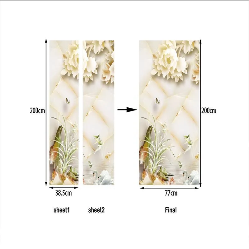 Маленькие свежие 3D наклейки на двери 3D визуальные наклейки Diy Наклейка обои для двери спальни Плакат Украшение