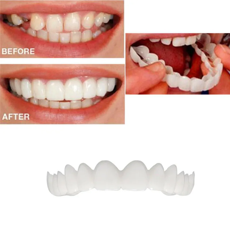 

2Pcs Comfort Fit Flex Cosmetic Teeth Denture Teeth Top Cosmetic Veneer Retain Smile Teeth Top Cosmetic Veneer