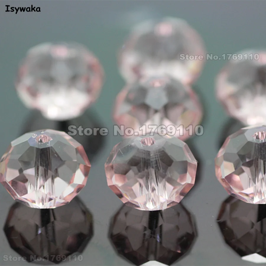 Розовые граненые стеклянные шарики Isywaka 8*10 мм 70 шт.|beads loose|crystal glass beadsround beads |