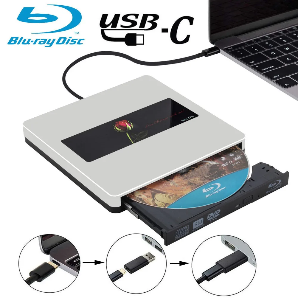 USB C Внешний Blu-Ray привод NOLYTH USB3.0 Внешний Blu-Ray Привод BD горелки Писатель диск для MacBook Pro/Air/ноутбука/ПК/Windows 10