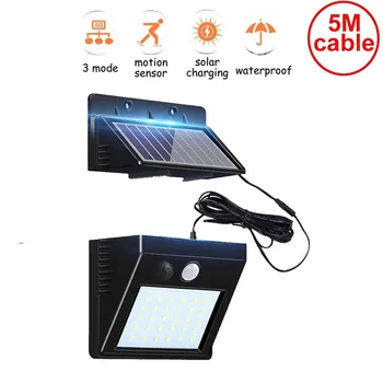 

30 leds solar light led lamp detachable panel waterproof wireless radar garden garage patio lantern security deck fence decor 5M