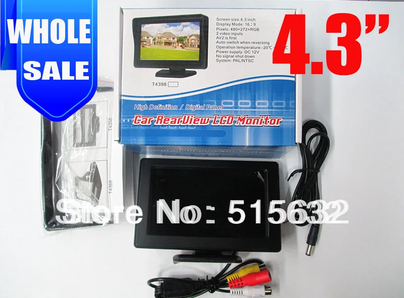 high quality 4.3 inch monitor Color LCD Car Rearview Monitor with LED blacklight for Camera DVD VCR