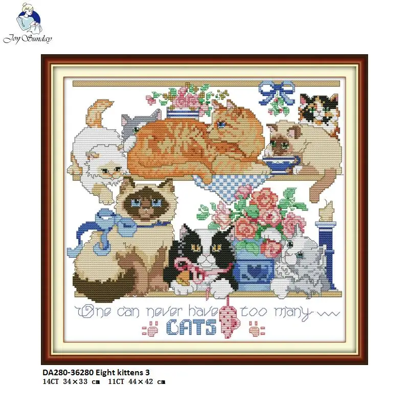 

Eight kittens Patterns Counted Printed on Canvas Cross Stitch kits DMC 14CT 11CT Needlework Embroidery Sets Crafts Home Decor