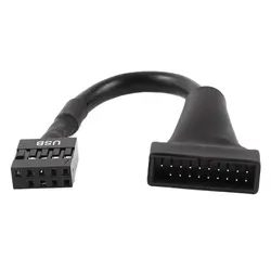 Черный USB 2,0 9 контактный разъем USB 3,0 20-контактный разъем Кабель-адаптер
