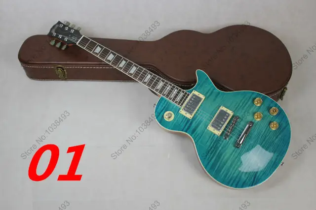 Cheap Musical instruments LP OEM 1959 R9 Tiger Flame Electric guitar luxury finished way with Chrome hardware! Free Shipping!