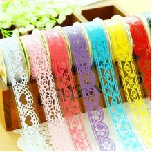 Free Shipping Candy Color Lace Ahesive Tape Home Decoration Roll Tape Washi PVC Decorative Sticky Masking Self Adhesive Tape DIY cute kawaii lace adhesive washi tape flower decorative masking tape for home decoration photo album free shipping 3645