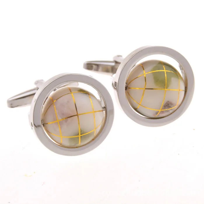 4 Colors Option Fashion Cufflinks Wholesale&retail Novelty Functional Rotatable Globe Design Quality Brass Material 