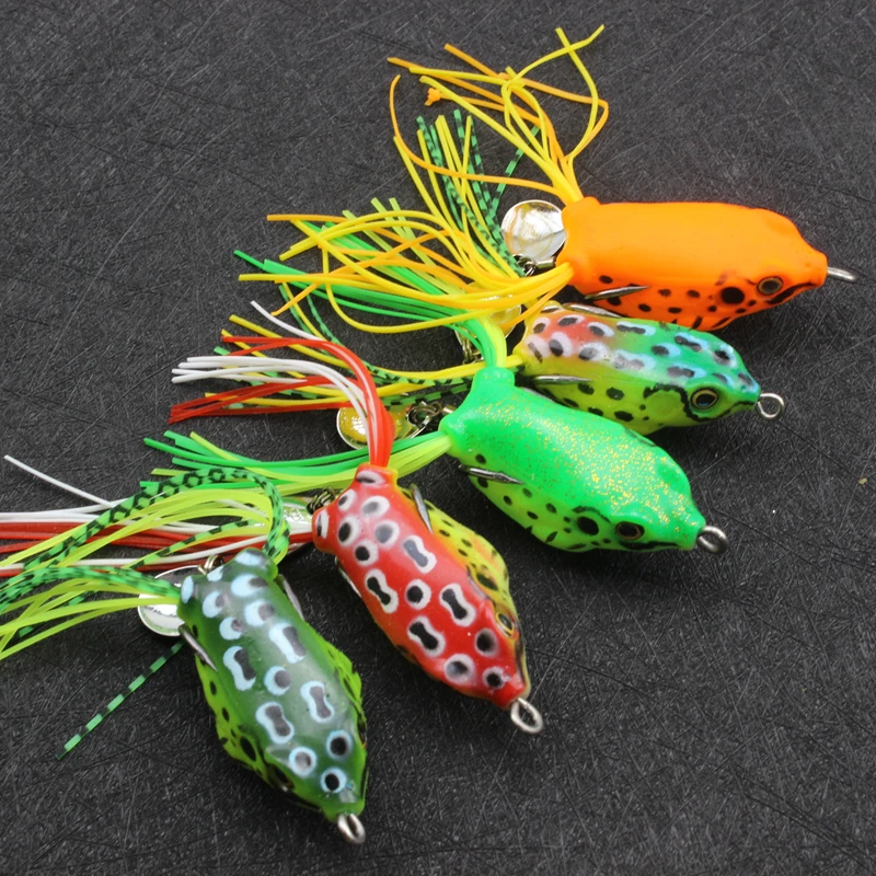 5PCS 5colors Fishing Lure Frog Swim Bait Soft Lure Frog Sound 4.5cm 6.5g Silicon Artificial fishing